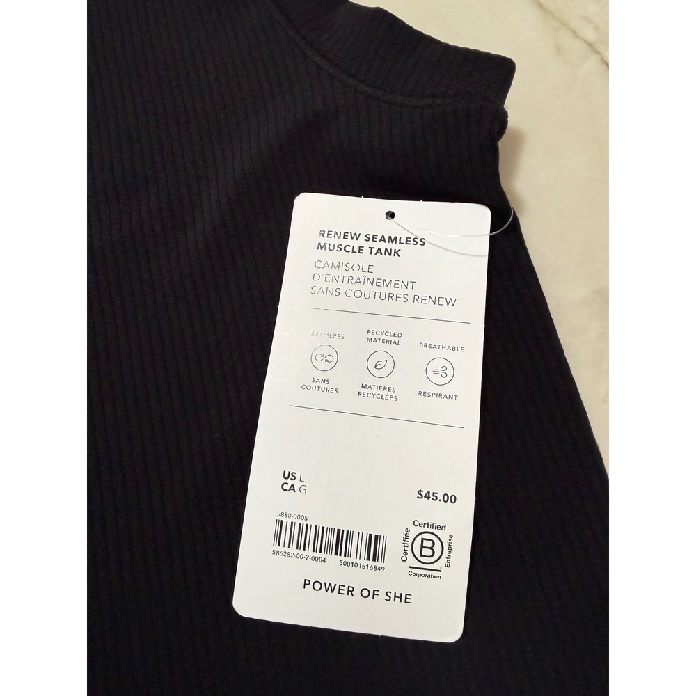 Women's Athleta Renew Seamless Muscle Tank Black Ribbed Top Size Large NWT - Picture 2 of 8
